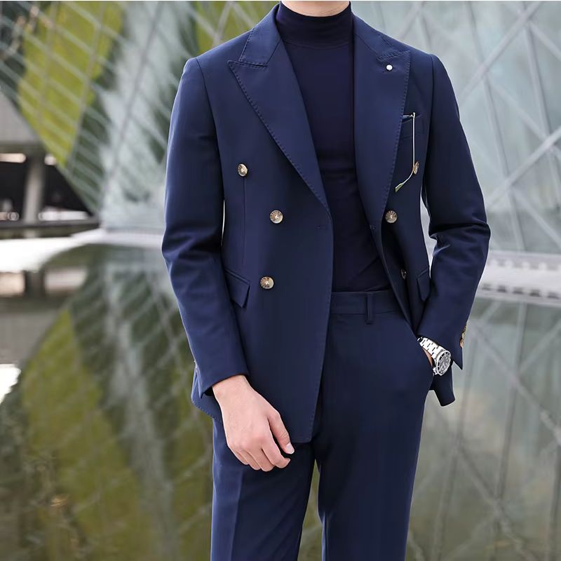 english double-breasted suit, british style men’s suit, slim fit formal suit, elegant men’s outfit, Maximus men’s fashion