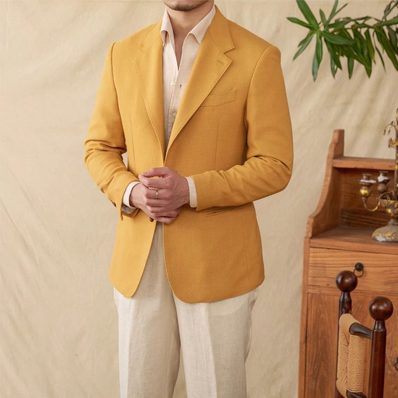 linen slim blazer, men linen blazer, italian style blazer, summer formal blazer, casual chic blazer