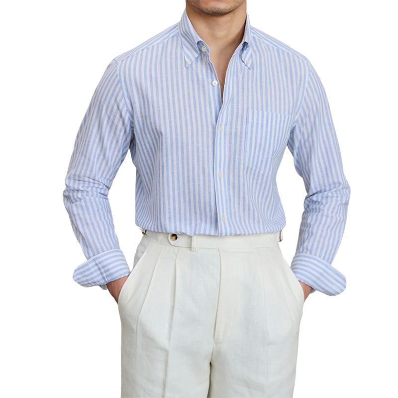 camisa social masculina listrada, camisa slim fit masculina, camisa social azul e branca, camisa listrada elegante masculina, camisa social slim masculina