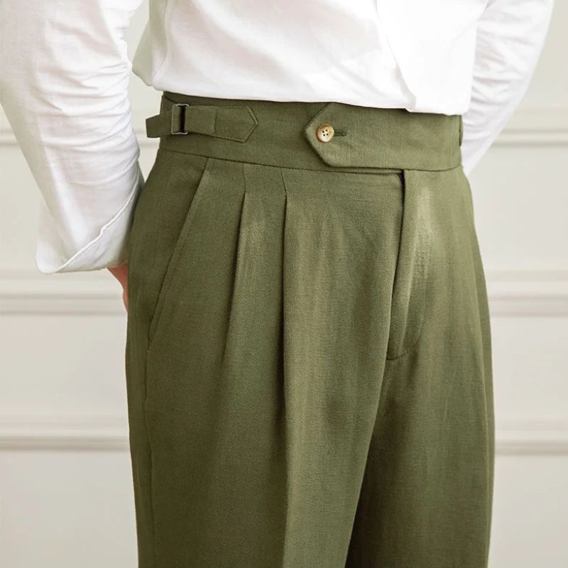 Men’s Cotton & Linen Tailored Trousers Slim Toscana Maximus