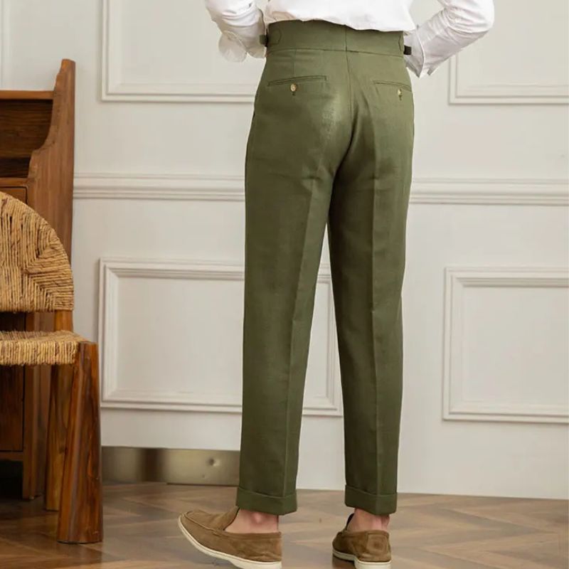 Men’s Cotton & Linen Tailored Trousers Slim Toscana Maximus