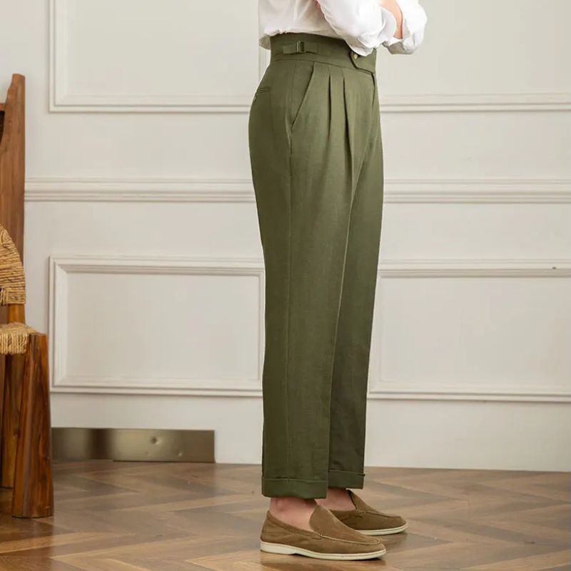 Men’s Cotton & Linen Tailored Trousers Slim Toscana Maximus
