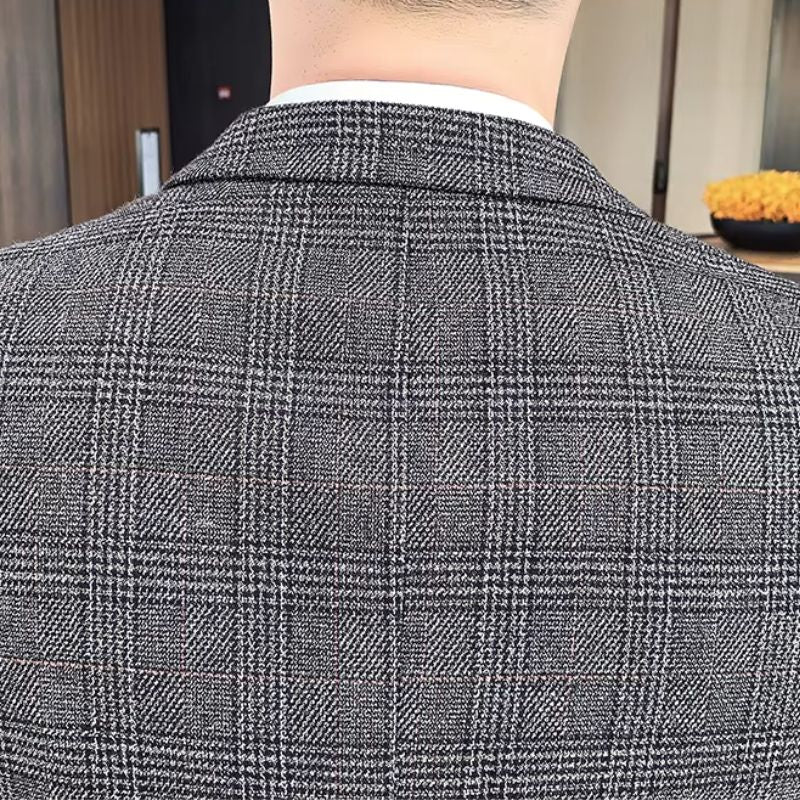 vintage checkered suit, slim fit men’s suit, retro men’s outfit, formal check suit, Maximus men’s fashion