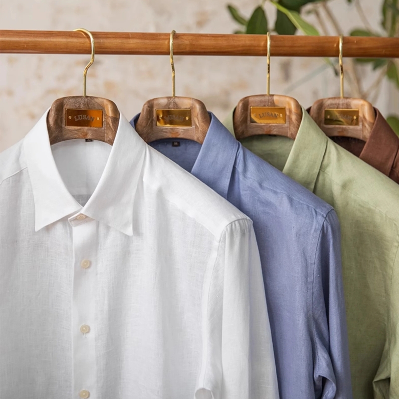 men linen dress shirt, slim fit linen shirt men, solid linen shirt men, breathable summer dress shirt, elegant men linen shirt