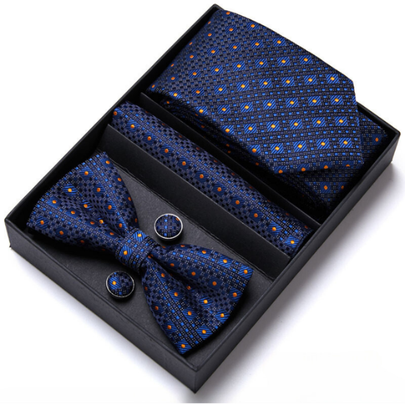 Tie Set, Tie, silk tie and bow tie set, Premium Patterned Tie Set, patterned tie set, men’s patterned tie set, men’s bow tie set, maximus premium accessories, luxury men accessories, formal men gift box