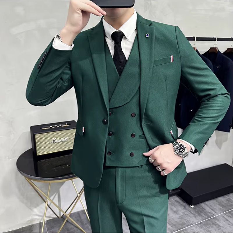three-piece suit, suit, solid men’s suit, modern men’s suit, men’s suit, men’s slim fit suit, formal men’s suit