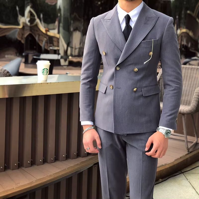 english double-breasted suit, british style men’s suit, slim fit formal suit, elegant men’s outfit, Maximus men’s fashion