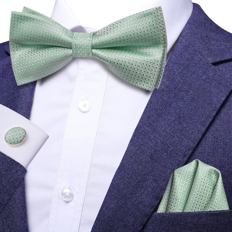 mint green bow tie set, men’s bow tie set, formal men accessories, bow tie and pocket square set, maximus men accessories