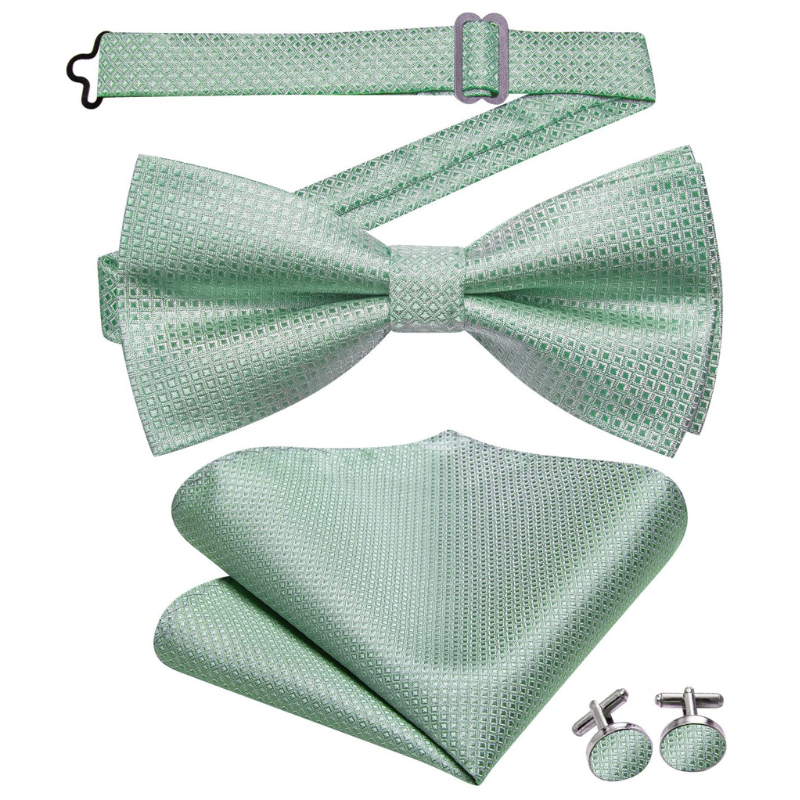 mint green bow tie set, men’s bow tie set, formal men accessories, bow tie and pocket square set, maximus men accessories