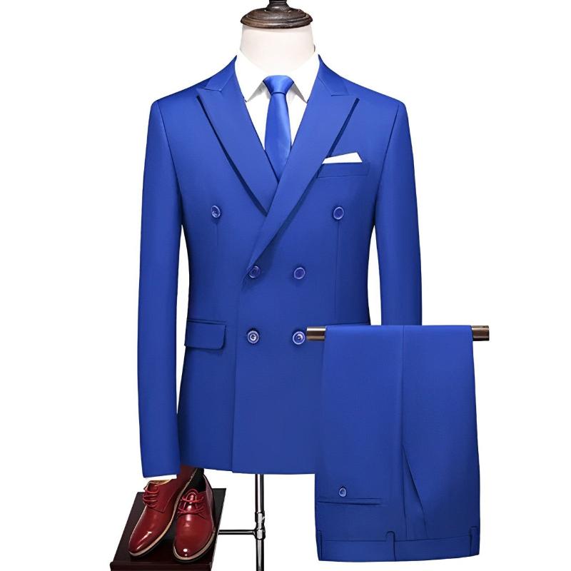 double breasted two piece suit, elegant men’s suit, smart casual men’s suit, classic men’s suit, modern two piece suit