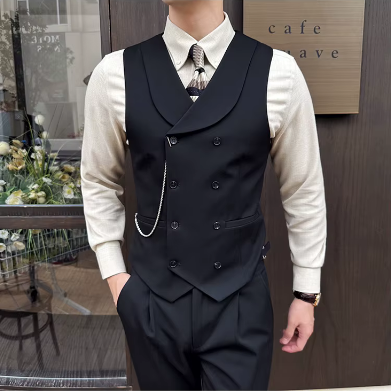 men’s double-breasted waistcoat, slim fit waistcoat, formal men’s vest, classic men’s waistcoat, men’s suit waistcoat