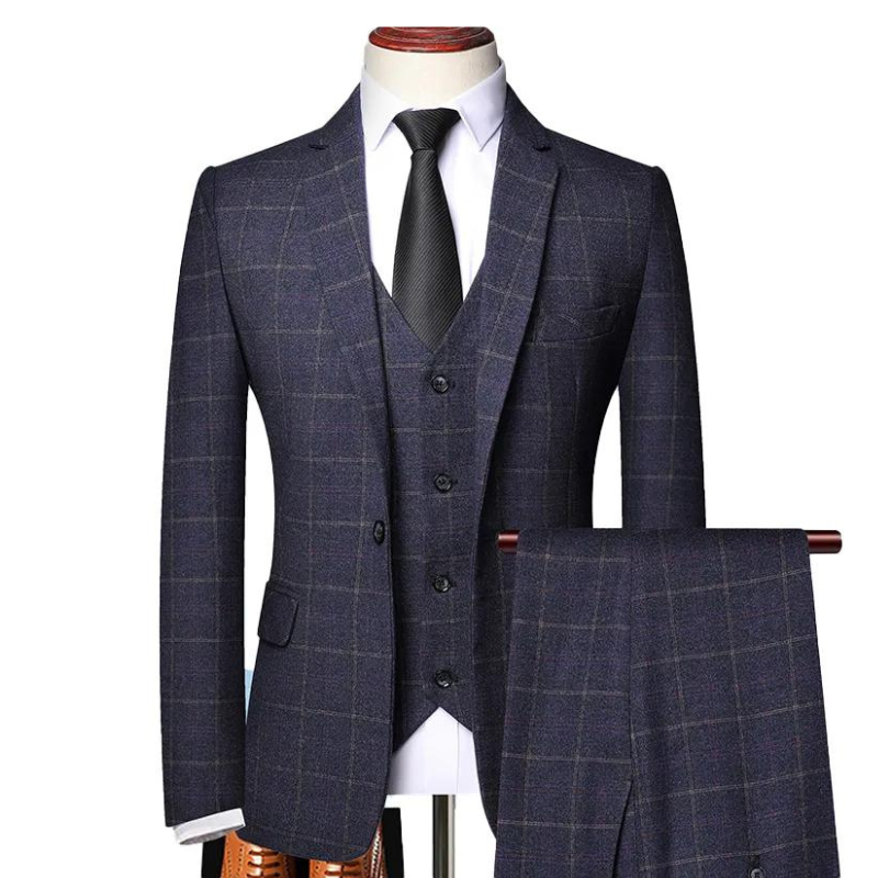 vintage checkered suit, suit, Navy Blue Checkered Suit, Navy Blue Checkered Men’s Suit Maximus, Navy Blue Checkered Men’s Suit, men’s suit, checkered suit