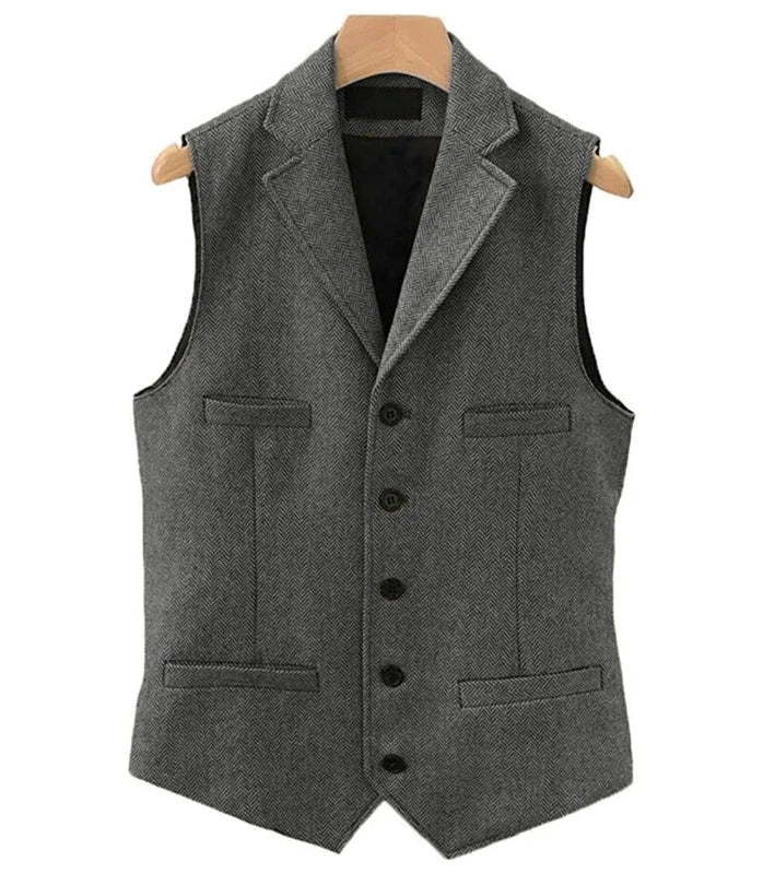 Colete Masculino de Lã com Lapela, Colete de Lã, Colete Masculino de Lapela
