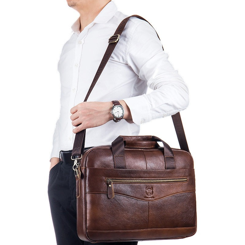 Bolsa de Couro Masculina para Notebook