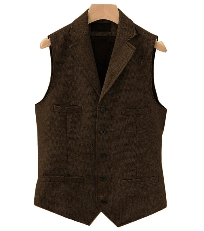 Colete Masculino de Lã com Lapela, Colete de Lã, Colete Masculino de Lapela