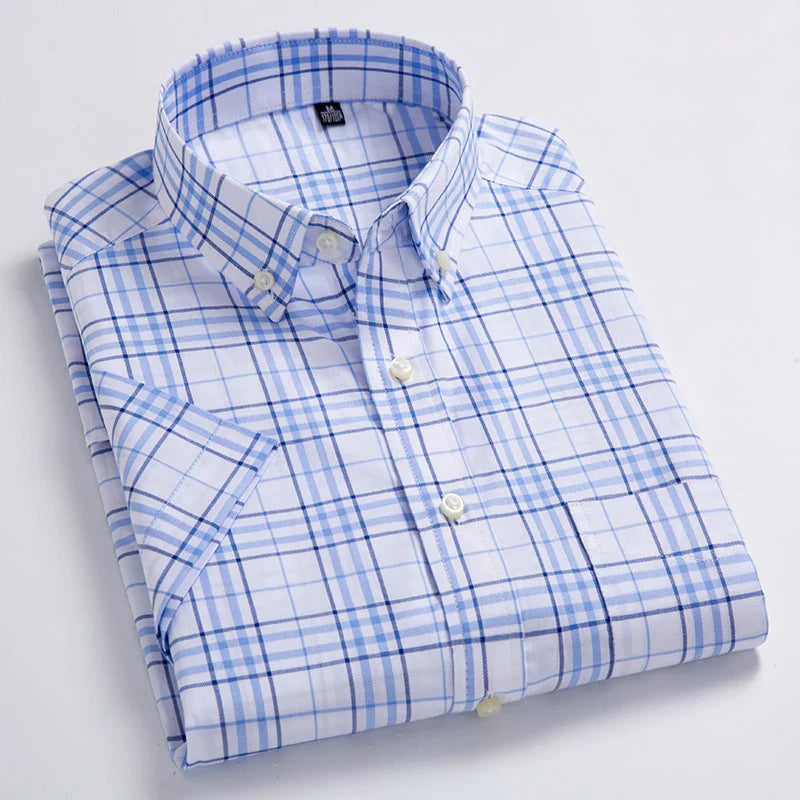 Camisa Social Masculina Xadrez de Algodão Oxford Maximus