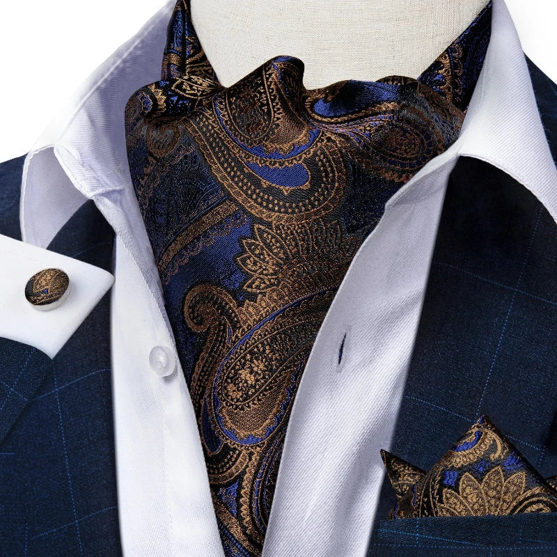 Tie Set, Tie, silk ascot set, patterned ascot tie, men’s wedding accessories, men’s formal accessories, men’s ascot tie, Maximus ascot tie, luxury ascot tie, ascot tie set, Ascot Tie