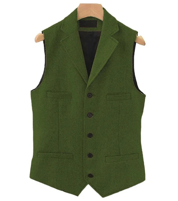 Colete Masculino de Lã com Lapela, Colete de Lã, Colete Masculino de Lapela