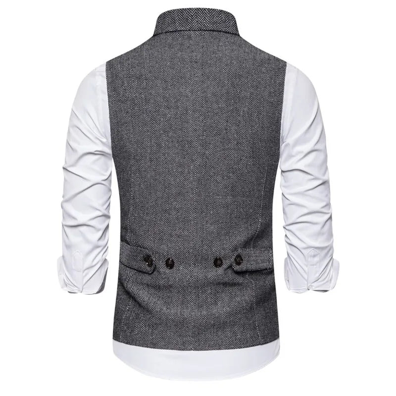 men’s vintage waistcoat, double-breasted waistcoat, formal men’s vest, plaid waistcoat, men’s suit waistcoat