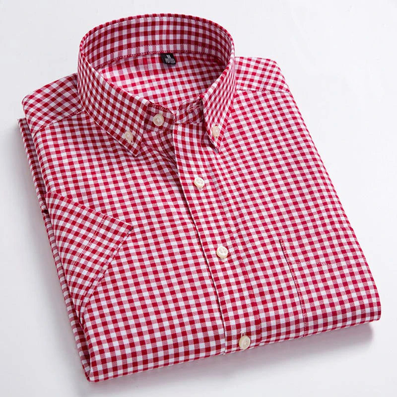 Camisa Social Masculina Xadrez de Algodão Oxford Maximus