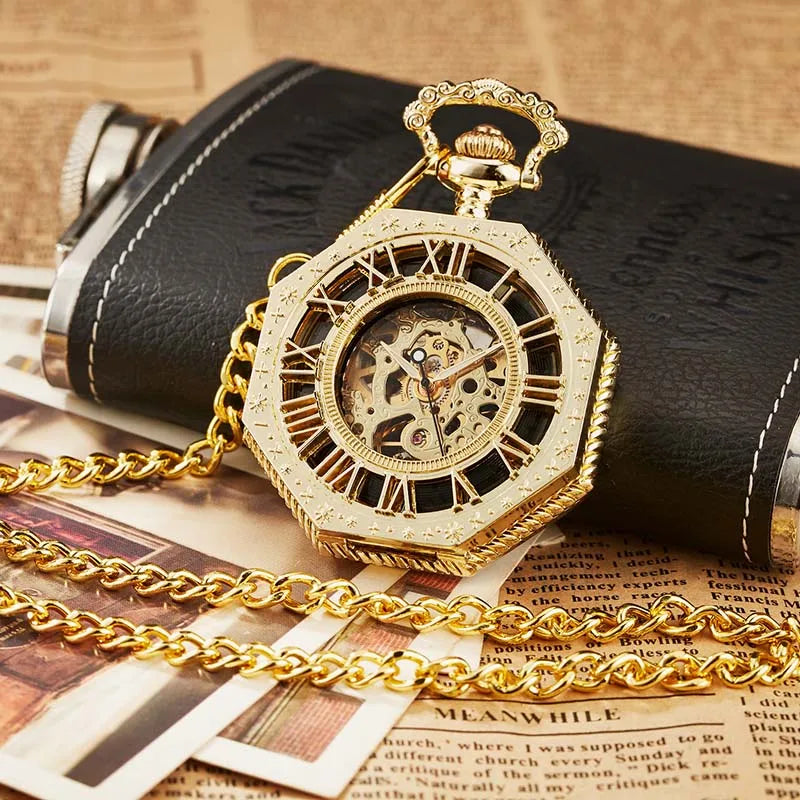 Relógio de Bolso Hexagonal, Relógio de Bolso, Relógio de bolso Vintage, Relógio de bolso antigo