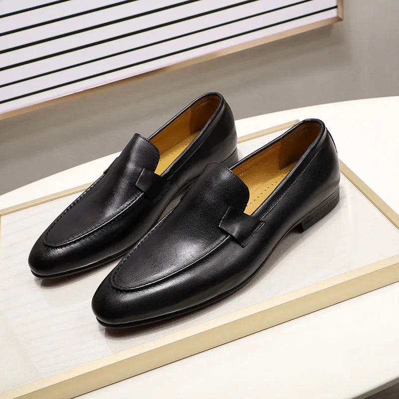 minimalist loafers, minimalist leather shoes, men’s leather loafers, men’s casual smart loafers, men's loafers, luxury men’s footwear, loafers, leather loafers, genuine leather loafers