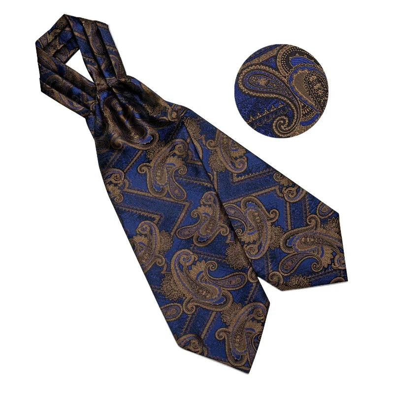 Tie Set, Tie, silk ascot set, patterned ascot tie, men’s wedding accessories, men’s formal accessories, men’s ascot tie, Maximus ascot tie, luxury ascot tie, ascot tie set, Ascot Tie