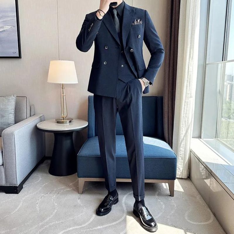 suit, Slim Suit men’s suit, Men’s Slim Suit, Men's Slim Suit, Men's Double-Breasted Suit, Men's Double-Breasted Slim Suit, double-breasted suit