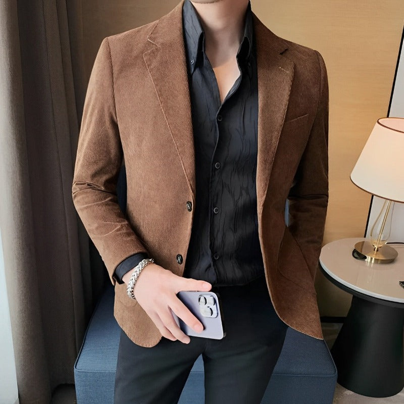 suede style blazer, men’s slim blazer, Maximus blazer, casual suede jacket, elegant men's blazer