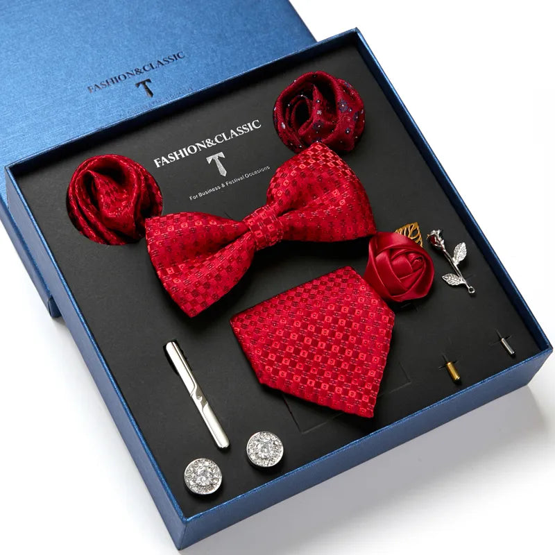 men’s tie set, luxury men accessories, gentlemen gift set, necktie and bow tie set, formal menswear accessories