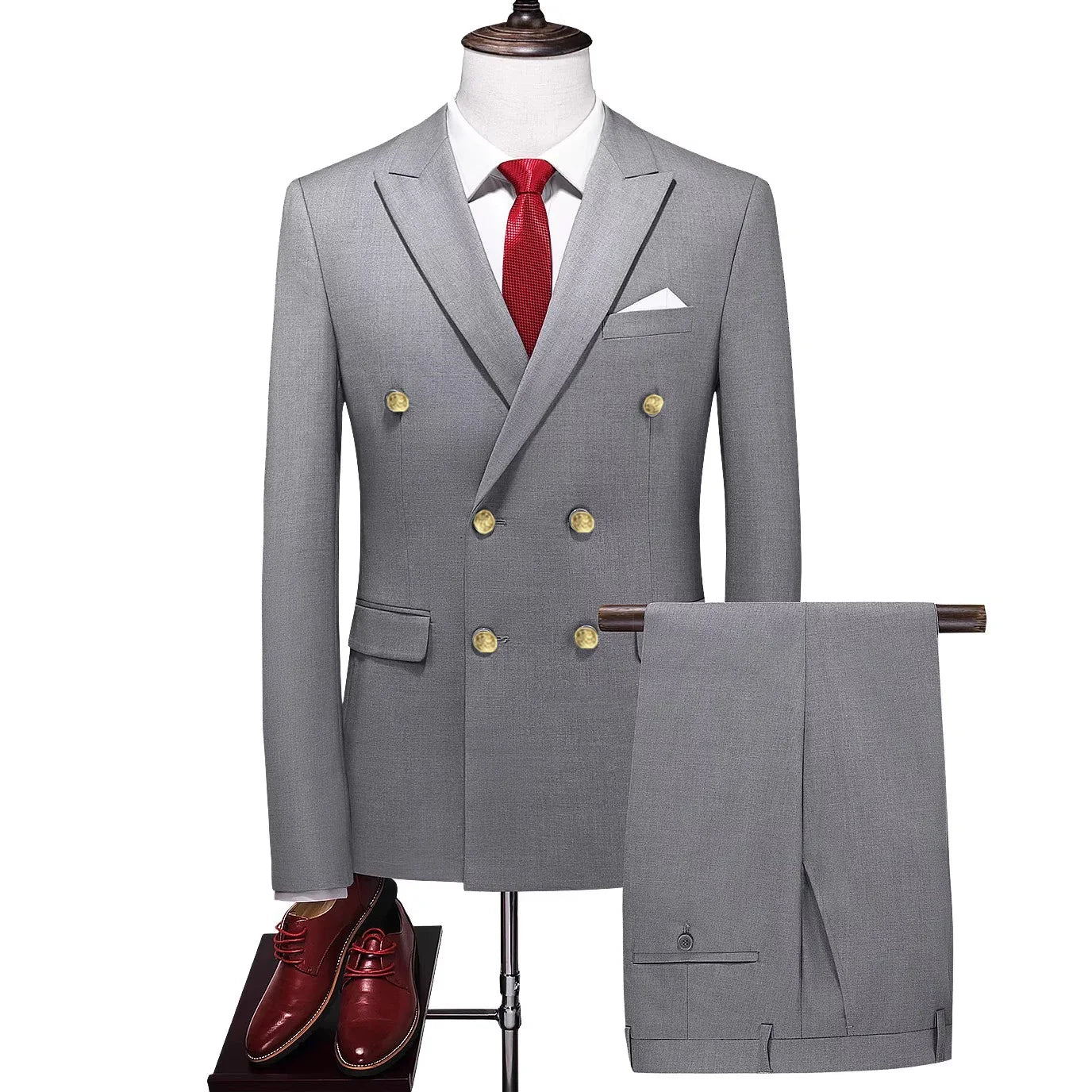 double breasted two piece suit, elegant men’s suit, classic style suit, smart casual men’s suit, formal two piece suit