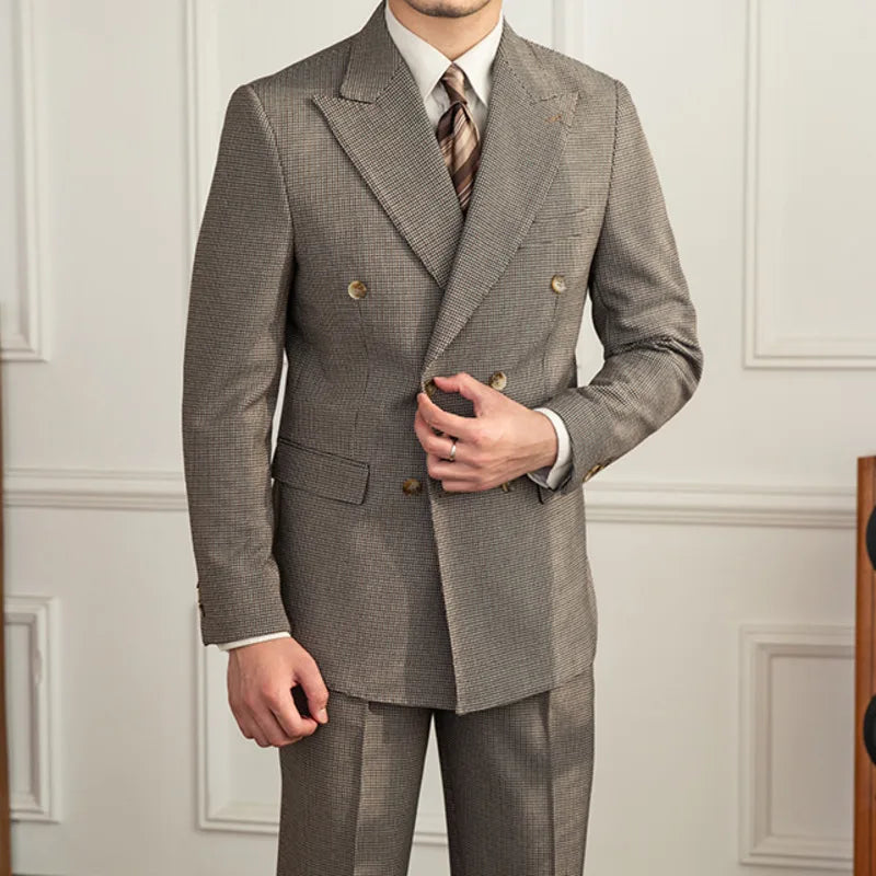 british vintage suit, double-breasted men’s suit, slim fit formal suit, elegant men’s outfit, Maximus classic menswear