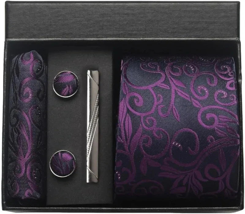 Tie Set, Tie, silk tie set for men, Silk Tie Set, Silk Tie, silk patterned tie set, men’s silk tie set, maximus men accessories, luxury men accessories, formal tie gift box
