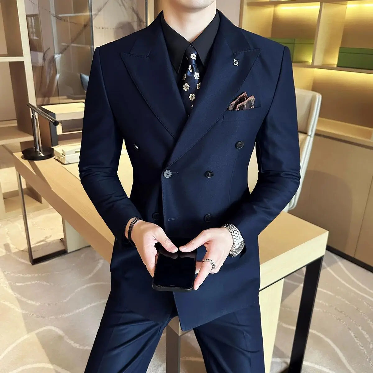 double-breasted suit, slim fit men’s suit, smart casual suit, formal men’s outfit, Maximus suit
