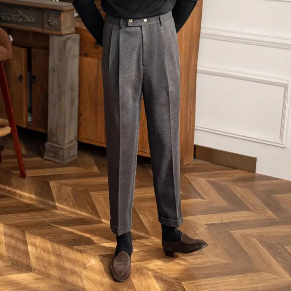men’s English style trousers, tailored trousers men, slim fit dress pants, smart casual men’s trousers, classic tailored pants
