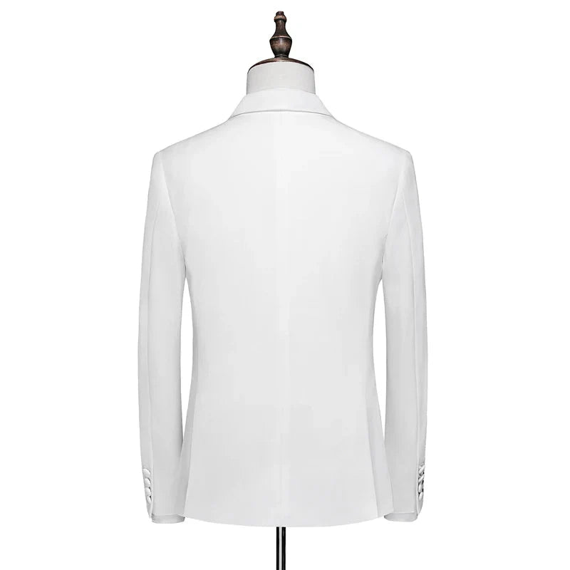 double breasted tuxedo, peak lapel tuxedo, formal men’s suit, elegant tuxedo, slim fit tuxedo