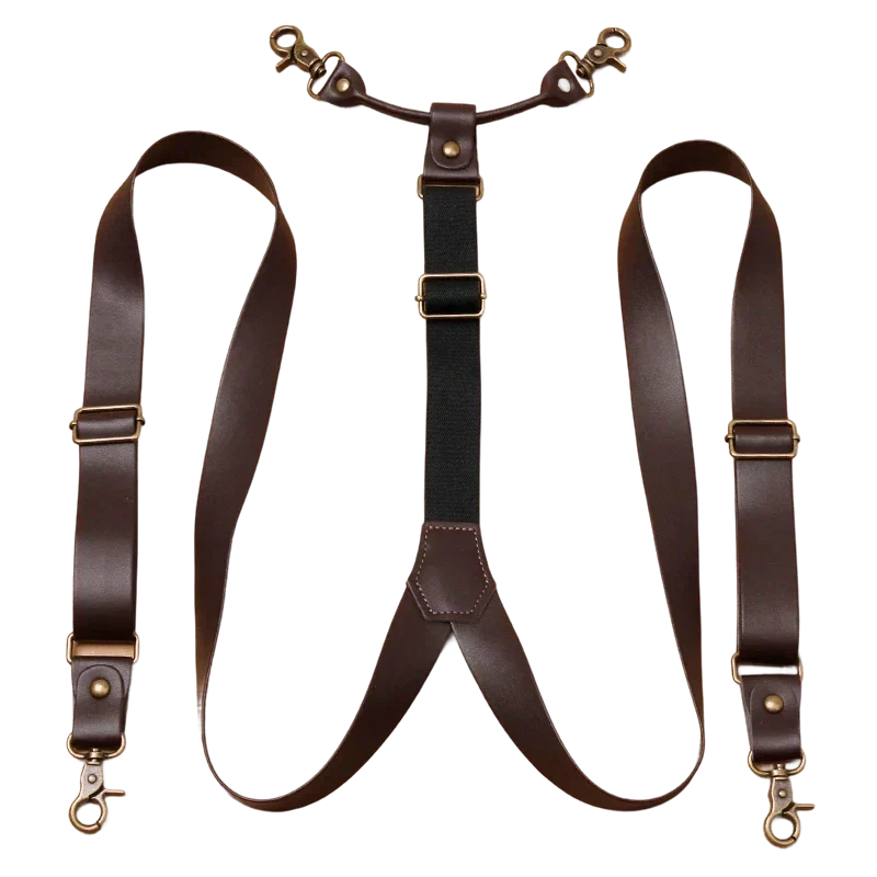 Suspenders, retro men’s suspenders, men’s vintage suspenders, men’s suspenders, men’s fashion suspenders, leather suspenders for men, coffee brown suspenders