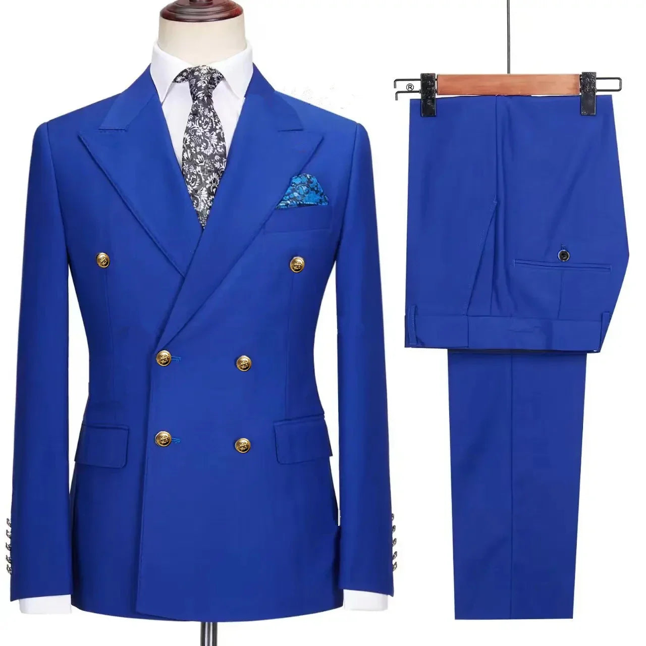 double breasted two piece suit, slim fit men’s suit, elegant men’s suit, formal two piece suit, modern men’s suit