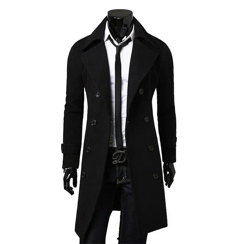 Classic men’s overcoat, cashmere men’s coat, long winter coat men, elegant men’s outerwear, timeless men’s coat