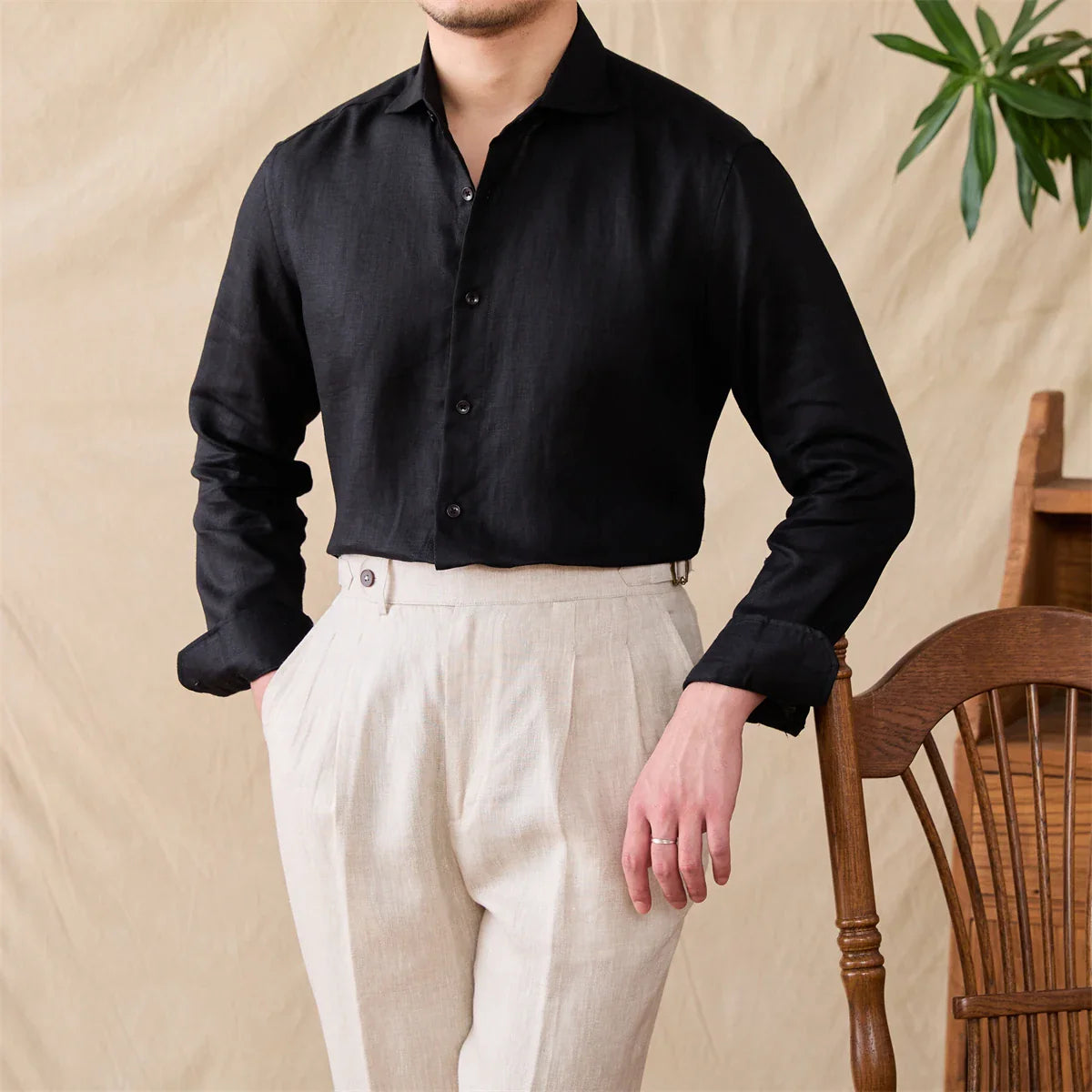 men linen dress shirt, slim fit linen shirt men, premium linen shirt, elegant men linen shirt, summer dress shirt men
