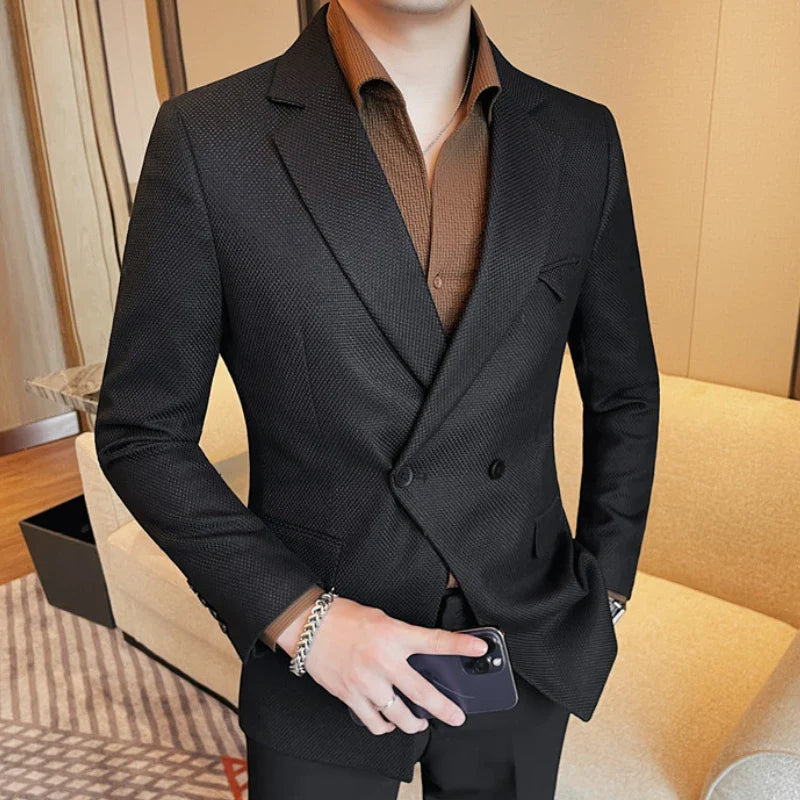 luxury men’s blazer, double-breasted blazer, one-button blazer, smart casual blazer, premium men’s blazer