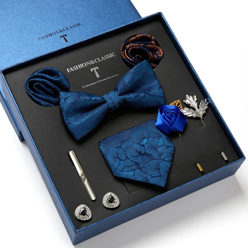 men’s tie set, luxury men accessories, gentlemen gift set, necktie and bow tie set, formal menswear accessories