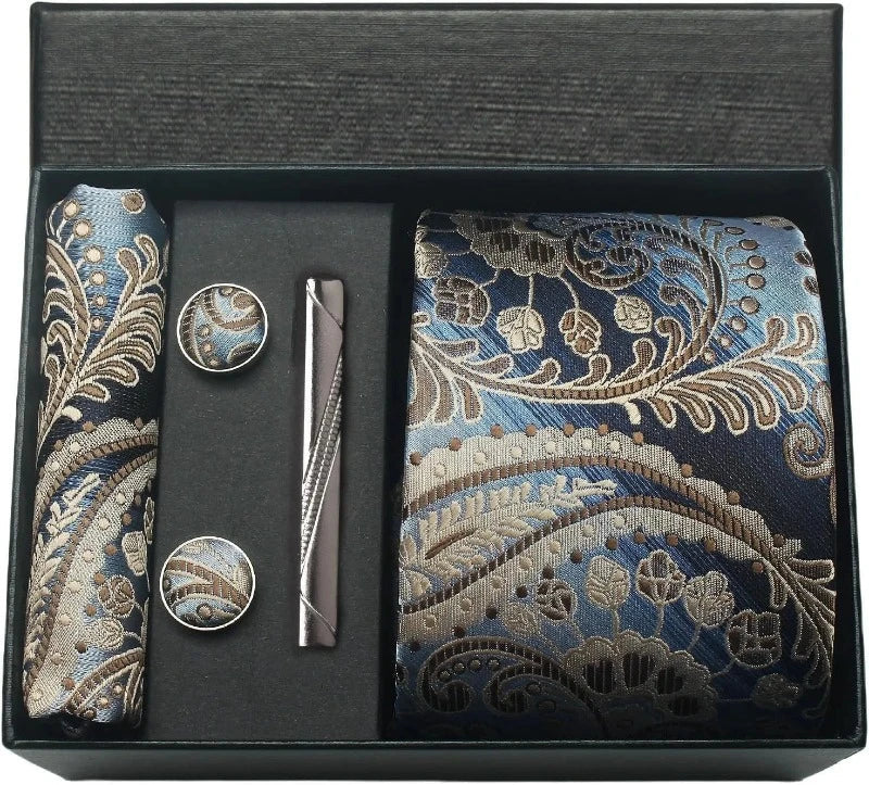 Tie Set, Tie, silk tie set for men, Silk Tie Set, Silk Tie, silk patterned tie set, men’s silk tie set, maximus men accessories, luxury men accessories, formal tie gift box