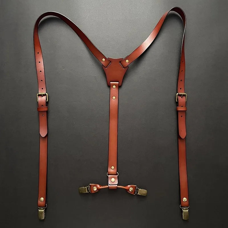 vintage suspenders, Suspenders, men’s leather suspenders, men’s fashion suspenders, Leather Suspenders, genuine leather suspenders, classic men’s suspenders