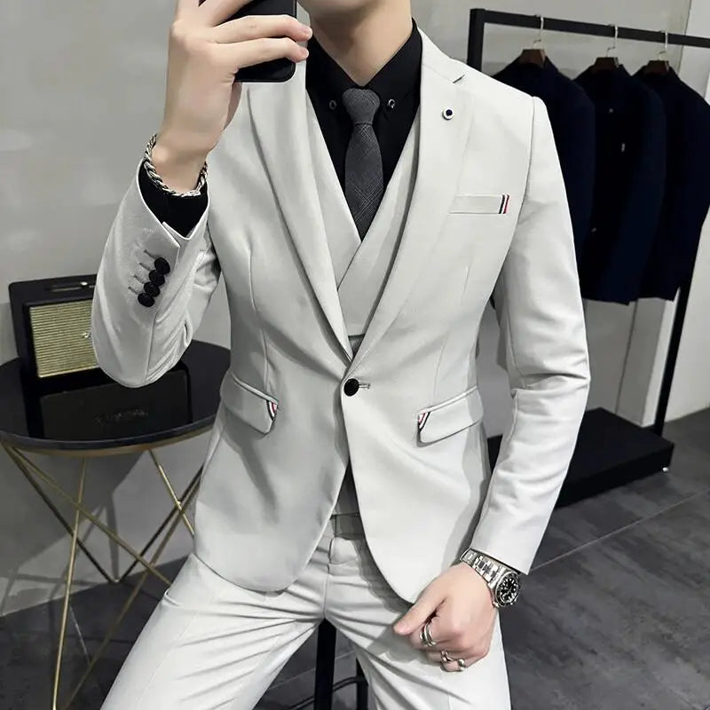 three-piece suit, suit, solid men’s suit, modern men’s suit, men’s suit, men’s slim fit suit, formal men’s suit