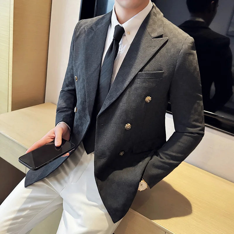 checked blazer men, double-breasted blazer, Maximus blazer, English style blazer, checkered menswear