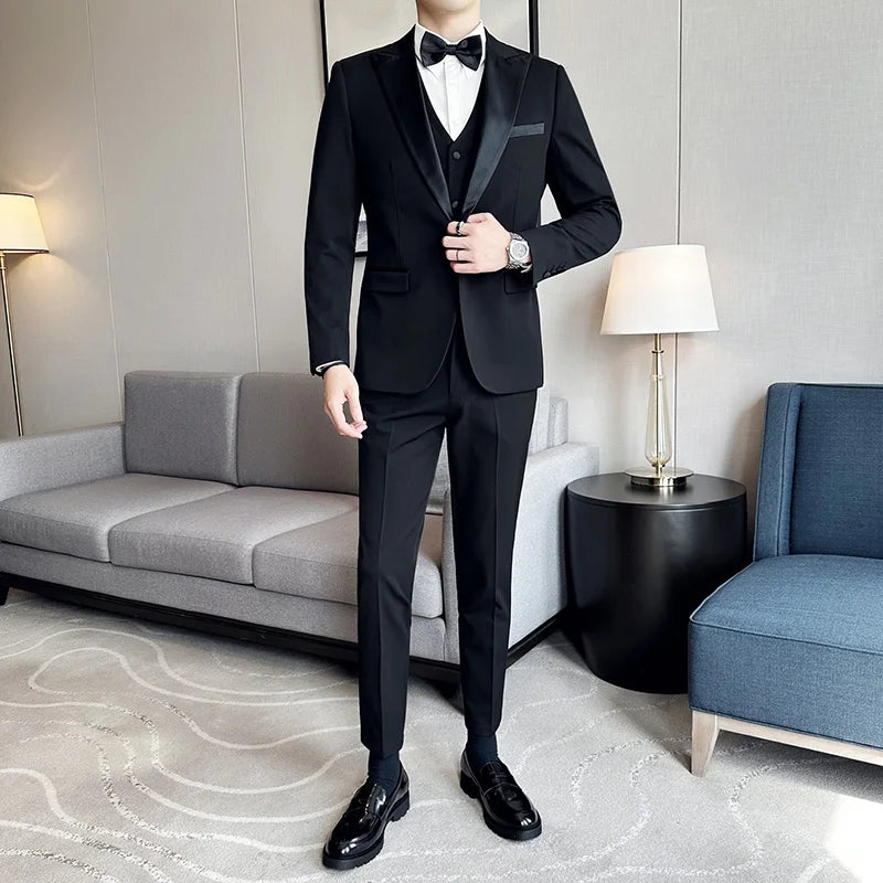 premium men’s tuxedo, slim fit tuxedo, black tuxedo for wedding, elegant formal suit for men, luxury tuxedo set