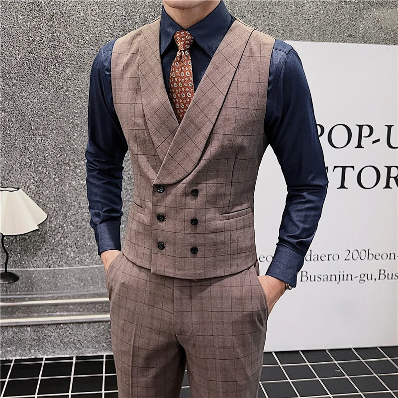 colete masculino social, conjunto masculino de alfaiataria, colete e calça social, traje masculino elegante, conjunto slim fit