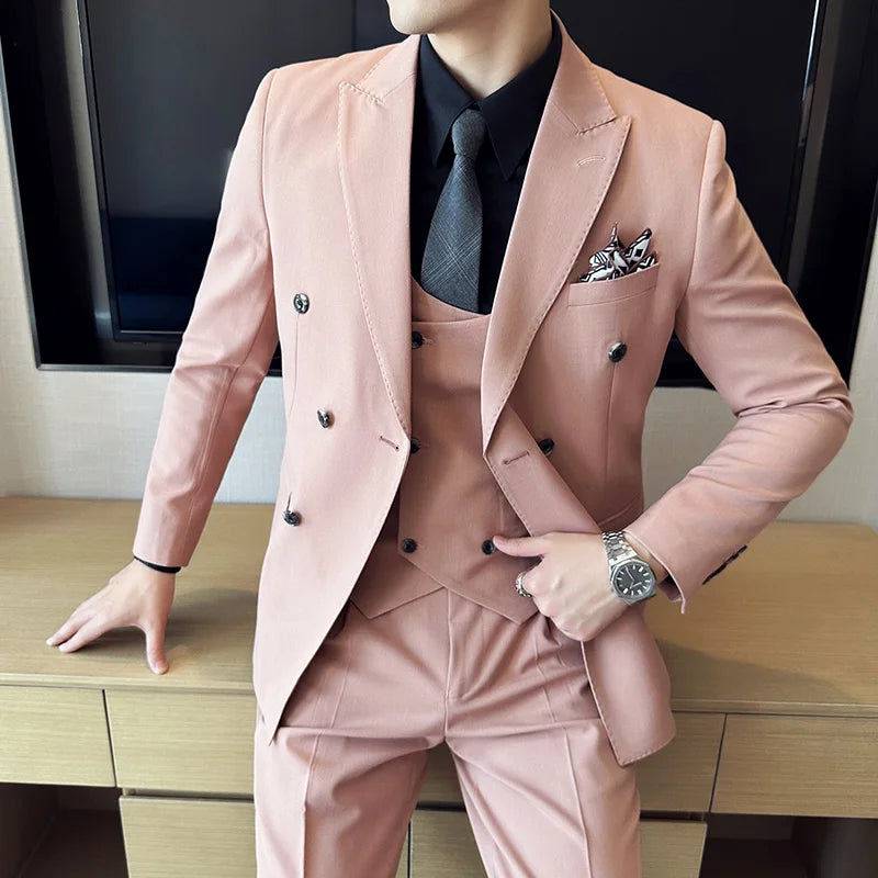 suit, Slim Suit men’s suit, Men’s Slim Suit, Men's Slim Suit, Men's Double-Breasted Suit, Men's Double-Breasted Slim Suit, double-breasted suit