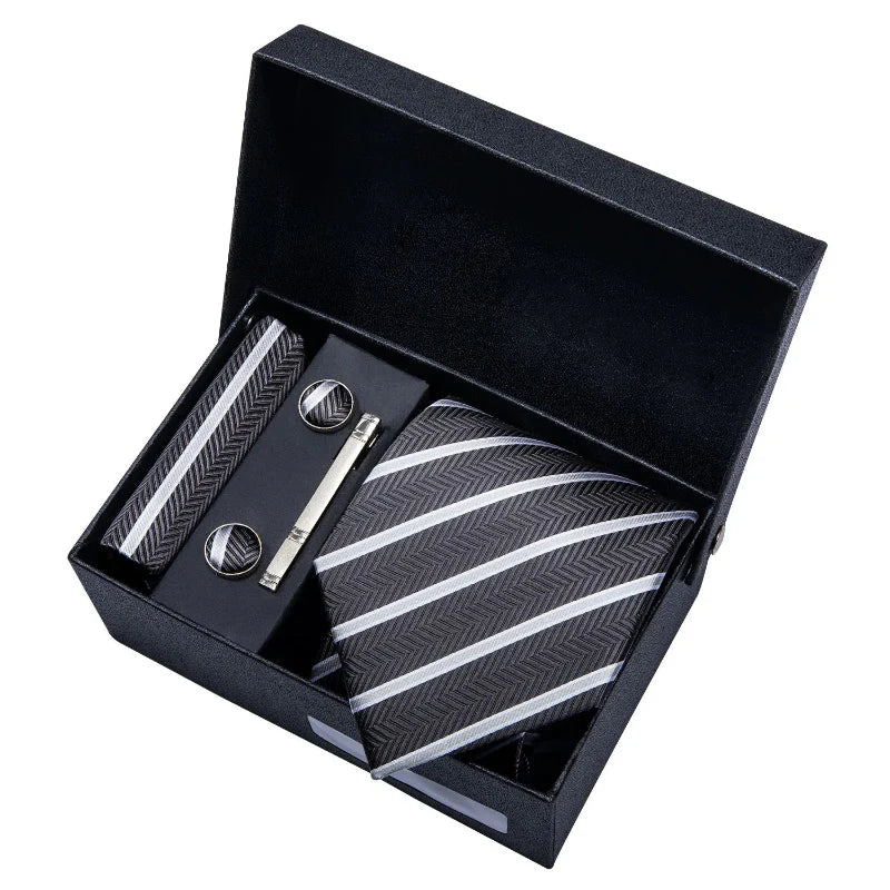 Tie Set, Tie, Striped Tie Set, striped tie gift box, Striped Tie, men’s striped tie set, men striped tie set, maximus men accessories, formal men accessories
